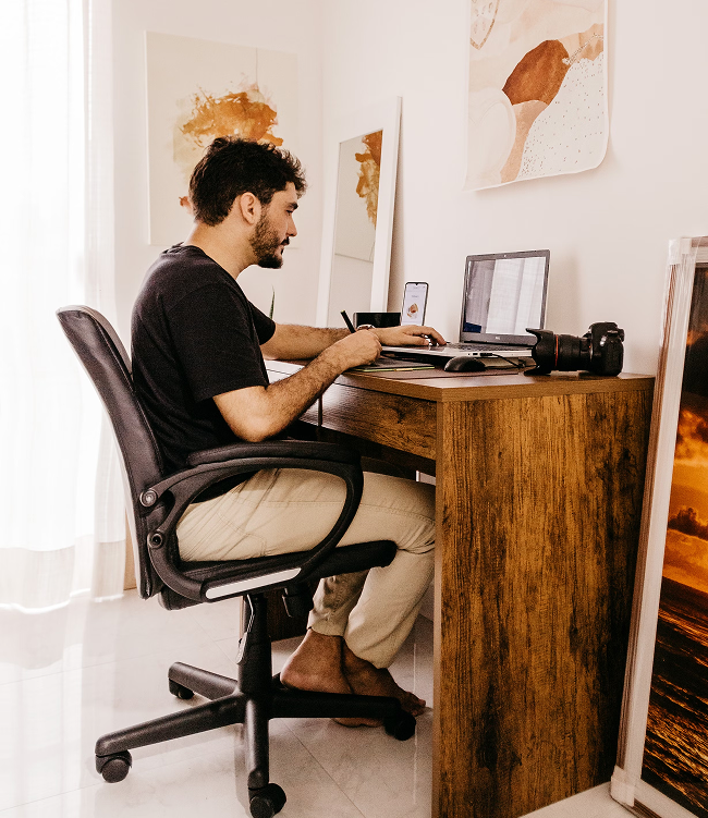 Portrait illustration of a designer at work